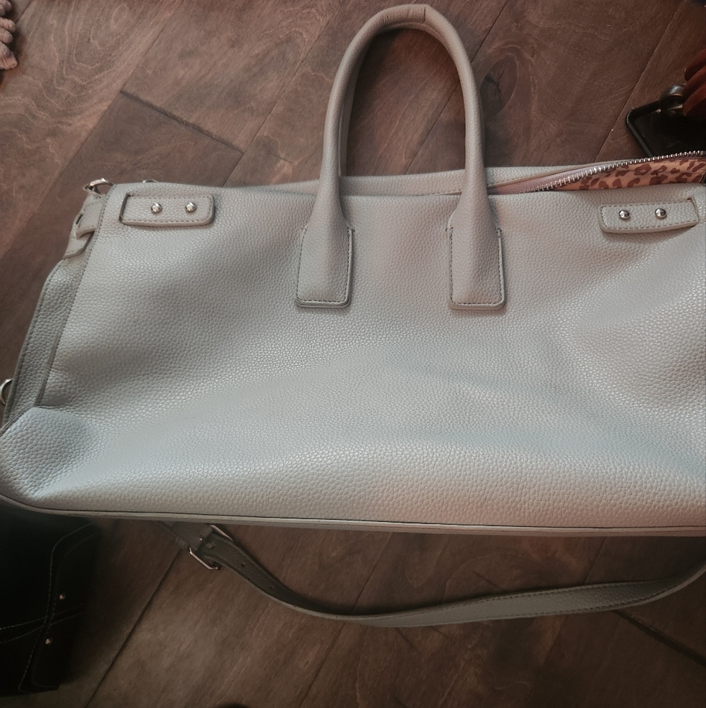 JustFab Elegant Gray Leather Computer Tote Bag